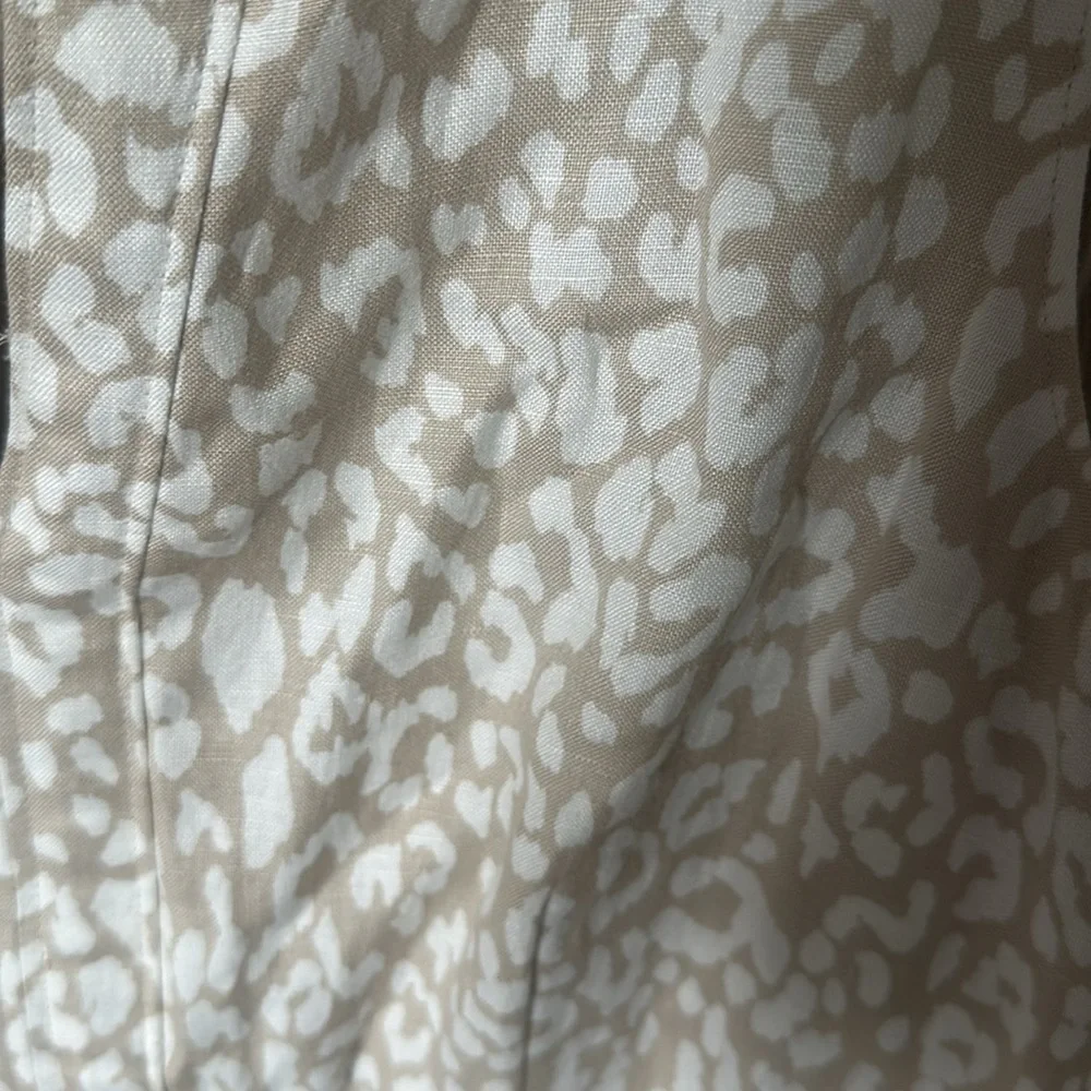 Banana Republic Sleeveless Animal Print Neutral Linen Blend Dress Size 14